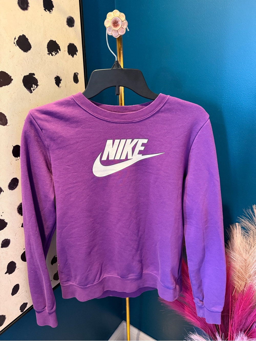 Nike Purple Crewneck Sweatshirt with White Swoosh